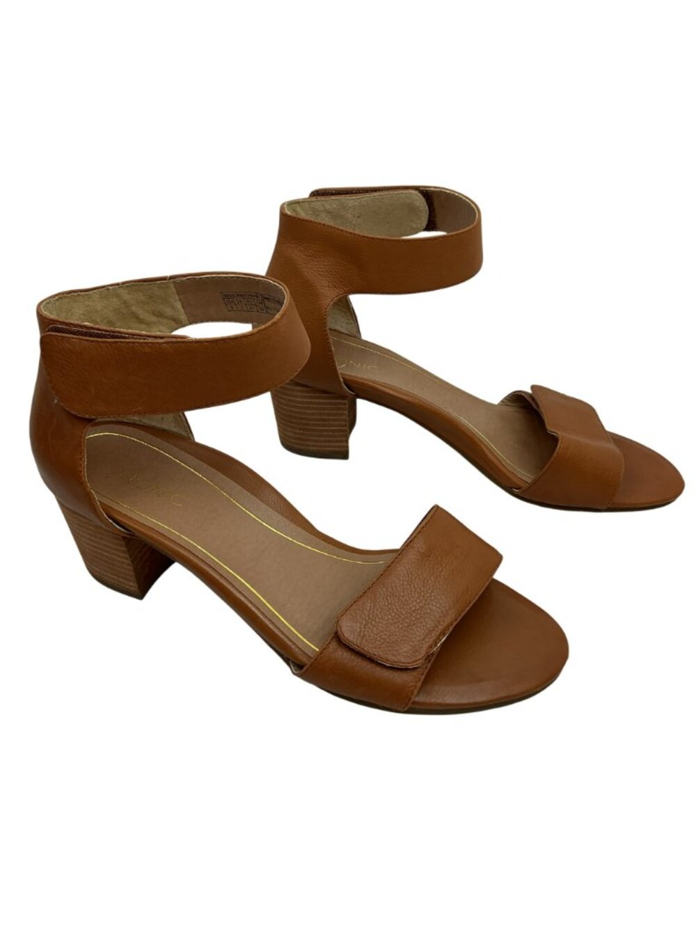Vionic Solana Block Heel Leather Ankle Strap Sandals Womens 9 Cognac Brown - Picture 4 of 12